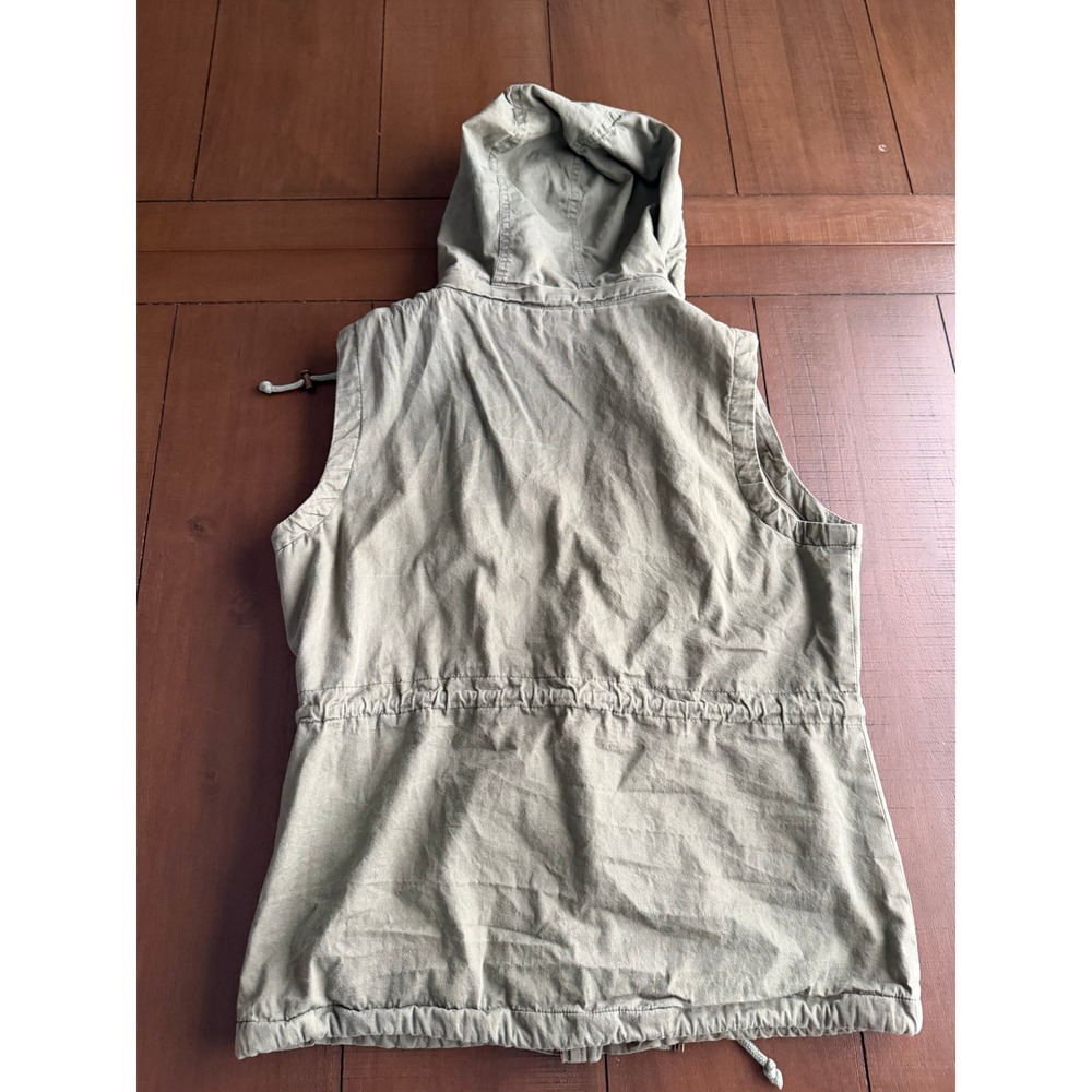 Womens Olive Green Utility Cargo Hooded Vest Large - Picture 5 of 5